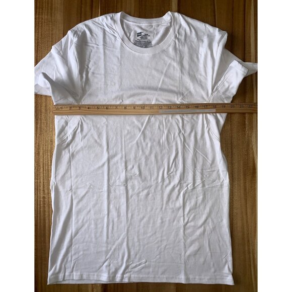 Hanes Mens Pack Of 2 White Cotton Crewneck T-Shirt Size Medium - Picture 8 of 11